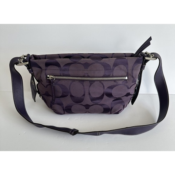 Coach Signature East West Duffle Purple‎ Leather Trim Handbag F15068 2010 READ - Picture 2 of 16